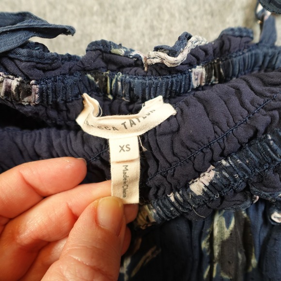 Rebecca Taylor Dress Womens Extra Small Magnolia Silk Blend Floral Midi Navy - Picture 7 of 12